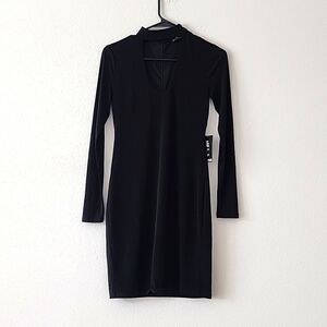 Express Little black bodycon cutout  Minimalist Closet Staple Long Sleeve Dress